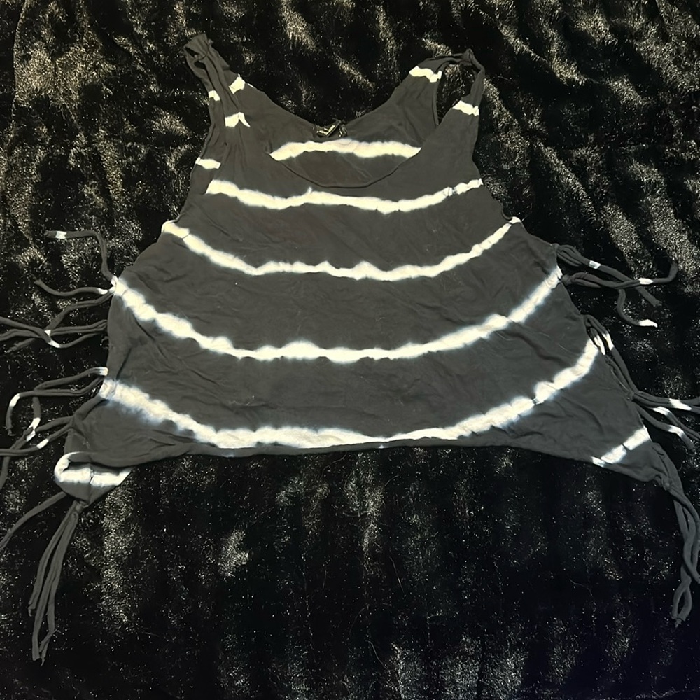 Forever 21 Navy & White Fringe Tank Top